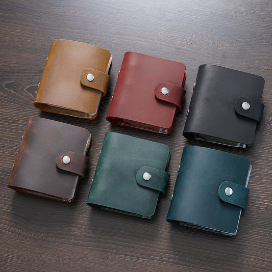 Three-ring Mini Loose-leaf Handbook Top Layer Cowhide Notepad