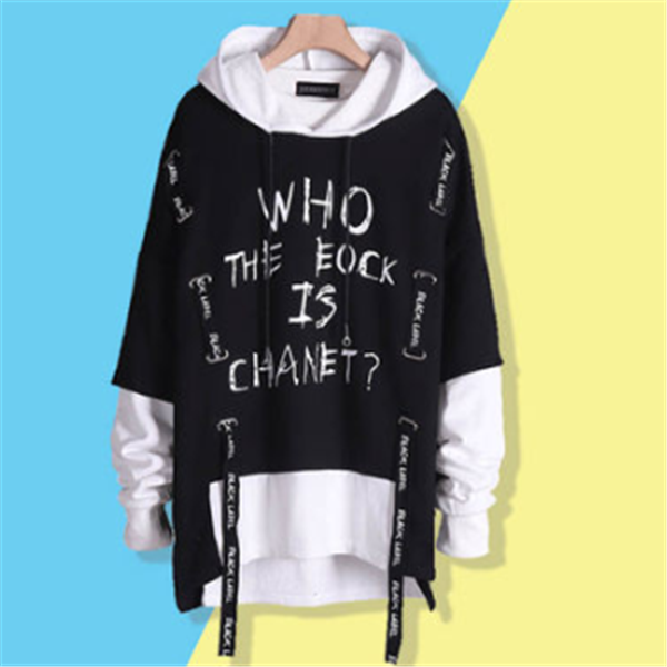 Ribbon "Who the Eock is Chanet" fake two hoodies