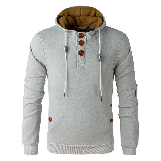 Wooden Buttons Fleeced Hoodies