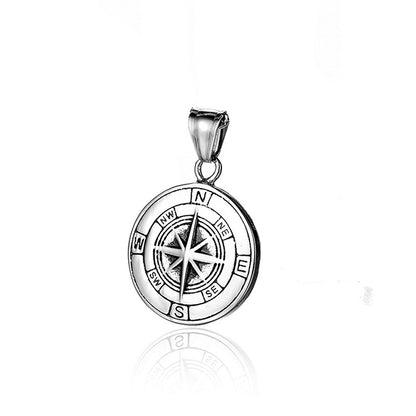 Titanium steel compass pendant