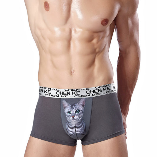 Printed feline panties for men