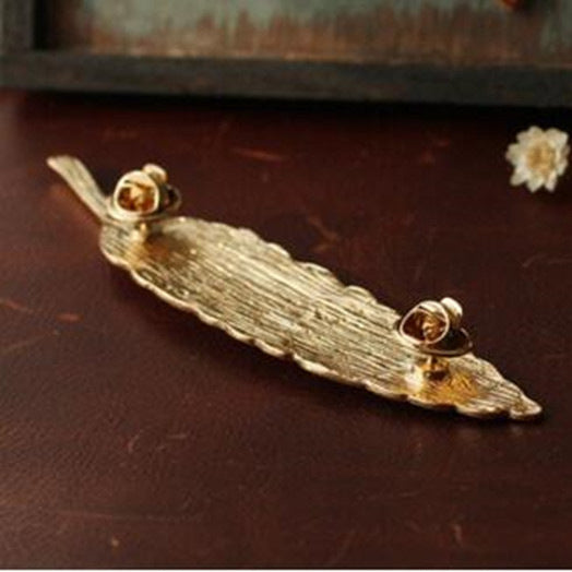 Metallic gold Feather Brooch for men