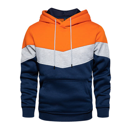 Men's Patchwork Hooded Sweatshirt Hoodies Clothing Casua