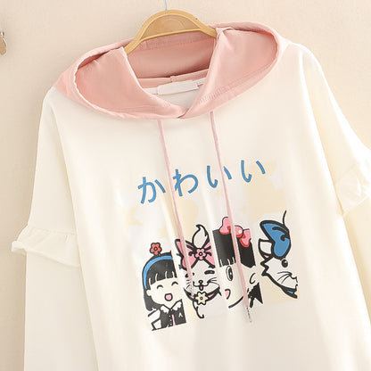 Ruffles Patchwork Cartoon Hoodie