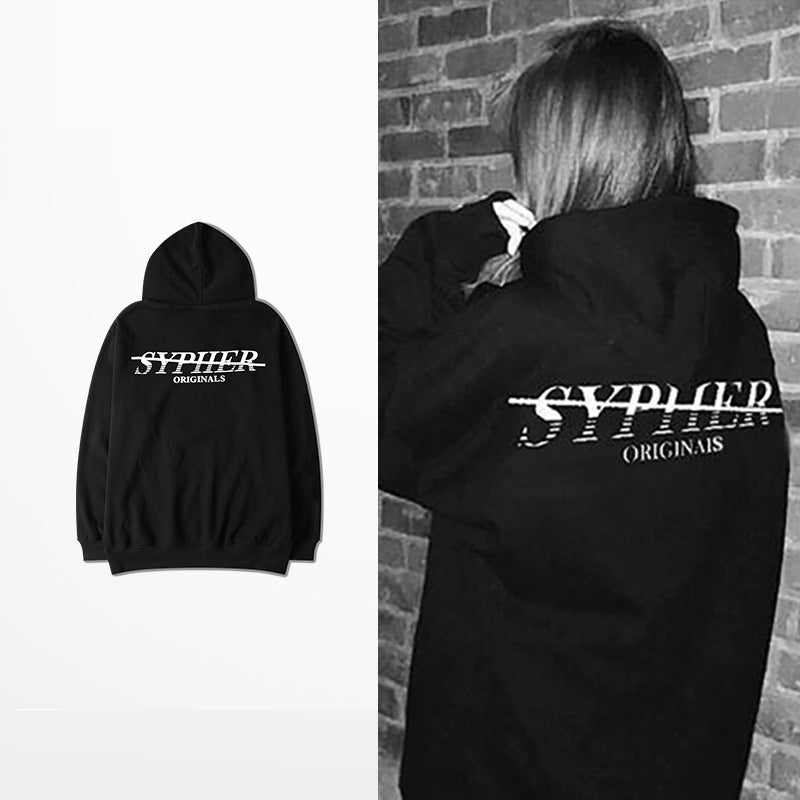 Retro Graffiti Hip-Hop Hip-hHop Hooded Plus Velvet Sweater Men's And Women's Hoodies