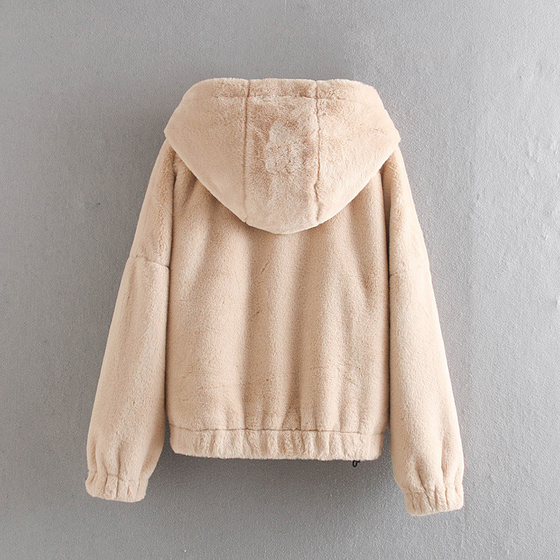 Hoodies Sweatshirts TRAF Pullovers Pockets Teddy Long-Sleeve Female Vintage Women Fashion