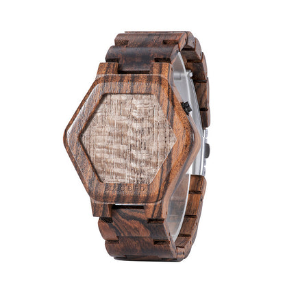 LED Display Wooden Watch Men Wristwatches Wood Night Vision