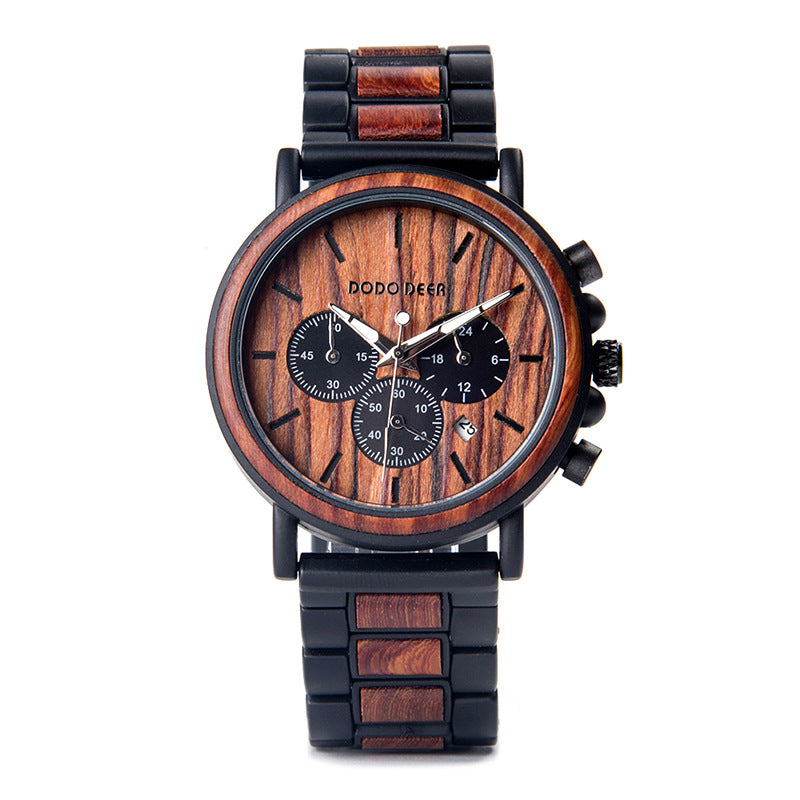 Luxury Wood Stainless Steel Men Watch Stylish Wooden