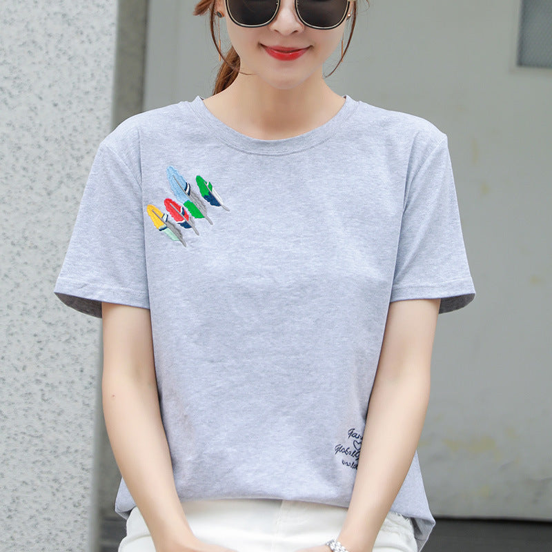 Women's loose t-shirts cotton student shirts