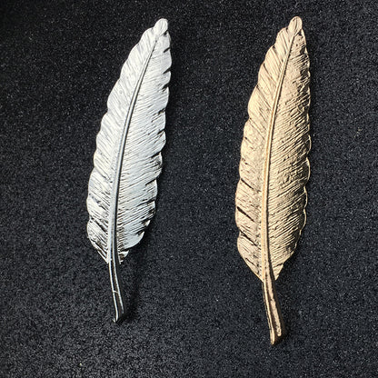 Metallic gold Feather Brooch for men