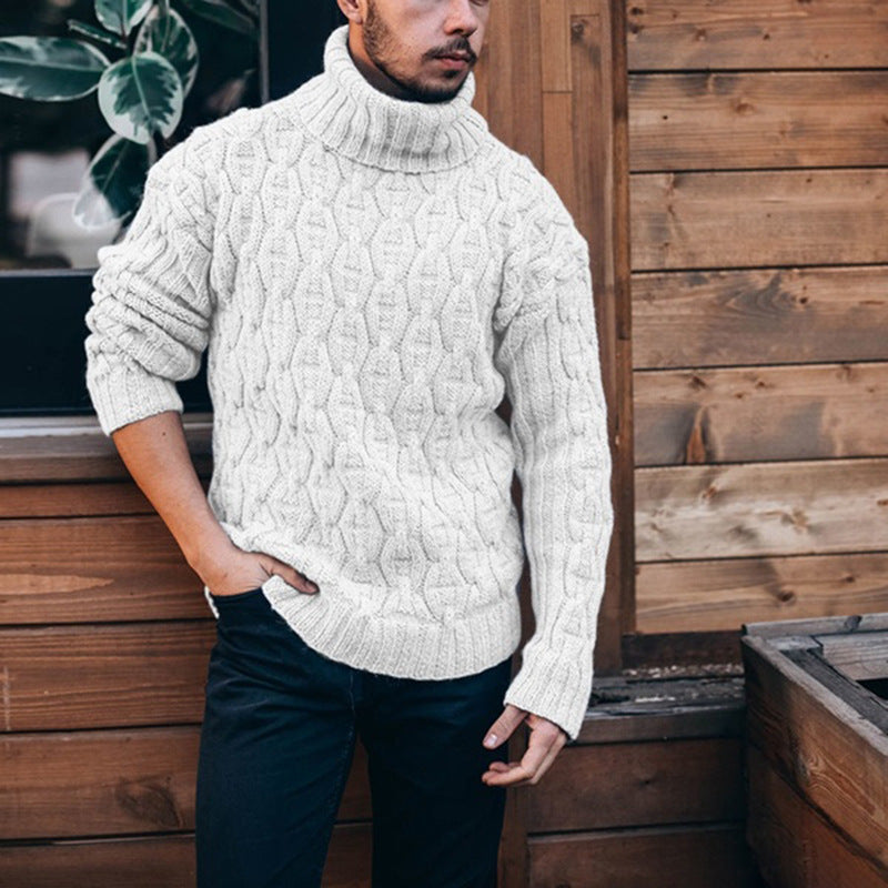 Solid color turtleneck for men