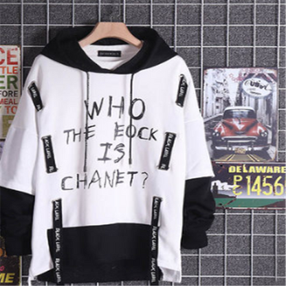 Ribbon "Who the Eock is Chanet" fake two hoodies