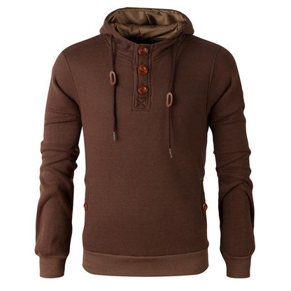 Wooden Buttons Fleeced Hoodies