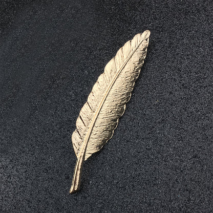 Metallic gold Feather Brooch for men