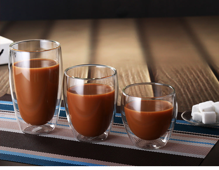 Heat resistant glass double coffee cup