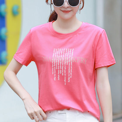 Women's loose t-shirts cotton student shirts