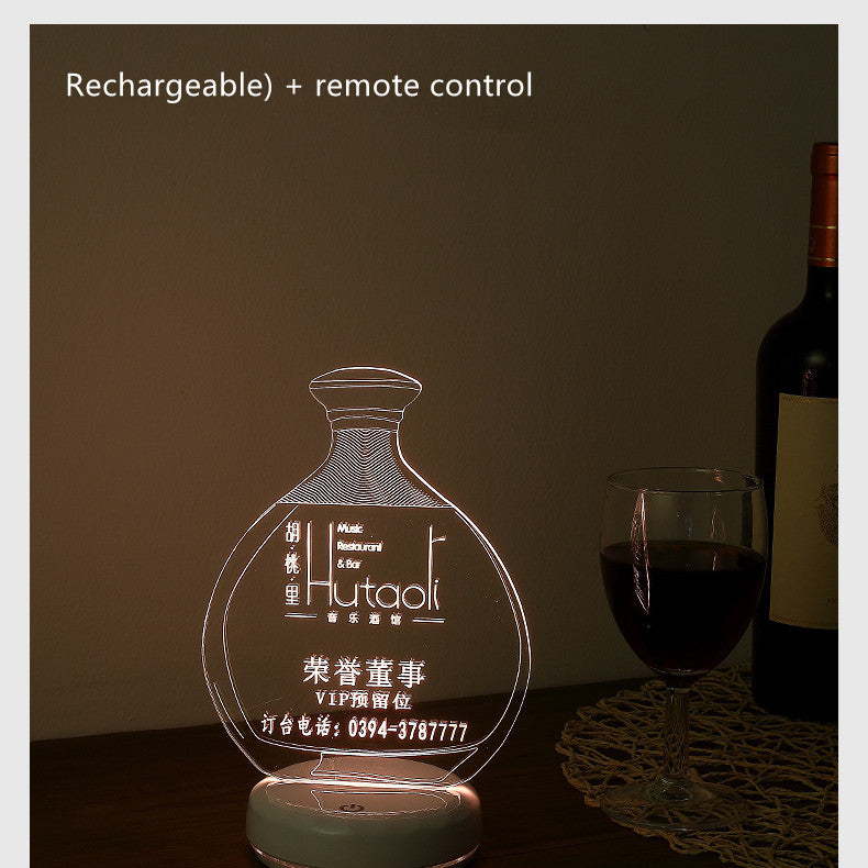Rechargeable Luminous Acrylic Display Stand Seat Led Advertising Table Card