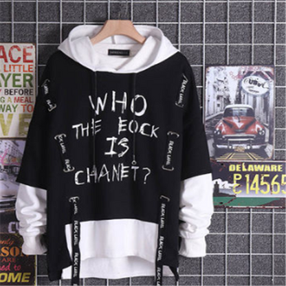 Ribbon "Who the Eock is Chanet" fake two hoodies