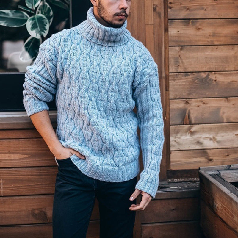 Solid color turtleneck for men