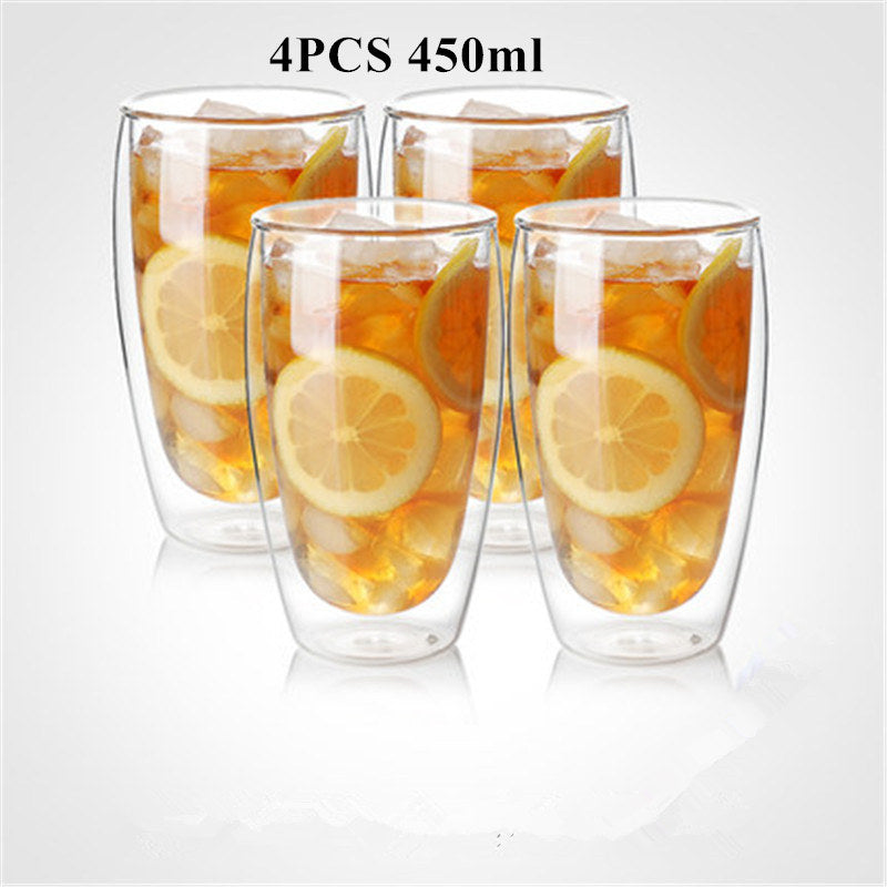 Heat resistant glass double coffee cup