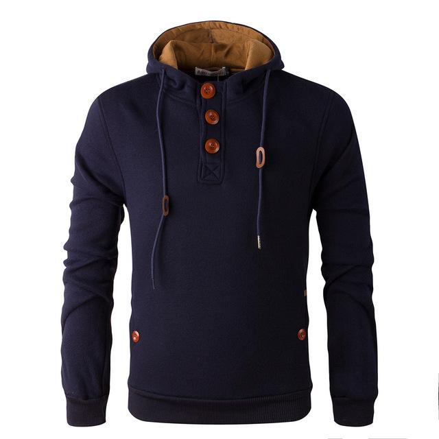 Wooden Buttons Fleeced Hoodies