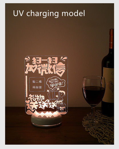 Rechargeable Luminous Acrylic Display Stand Seat Led Advertising Table Card