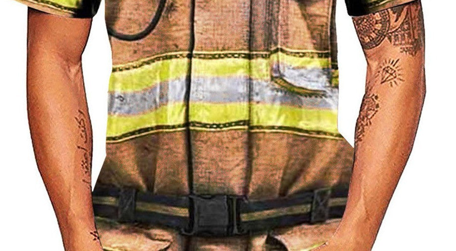 Firefighter Suit Fireman Superhero T-shirt Men's 3D Print Women Clothing Top Cosplay T Shirts