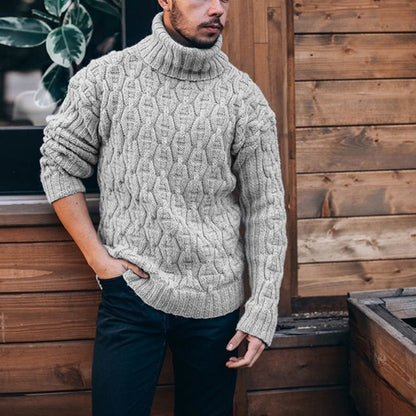 Solid color turtleneck for men