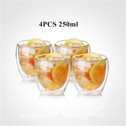 Heat resistant glass double coffee cup