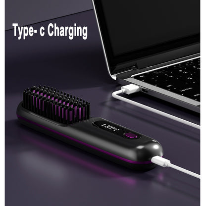 Portable Wireless Heating  2 In 1 Straight Hair Comb Straightener Brush