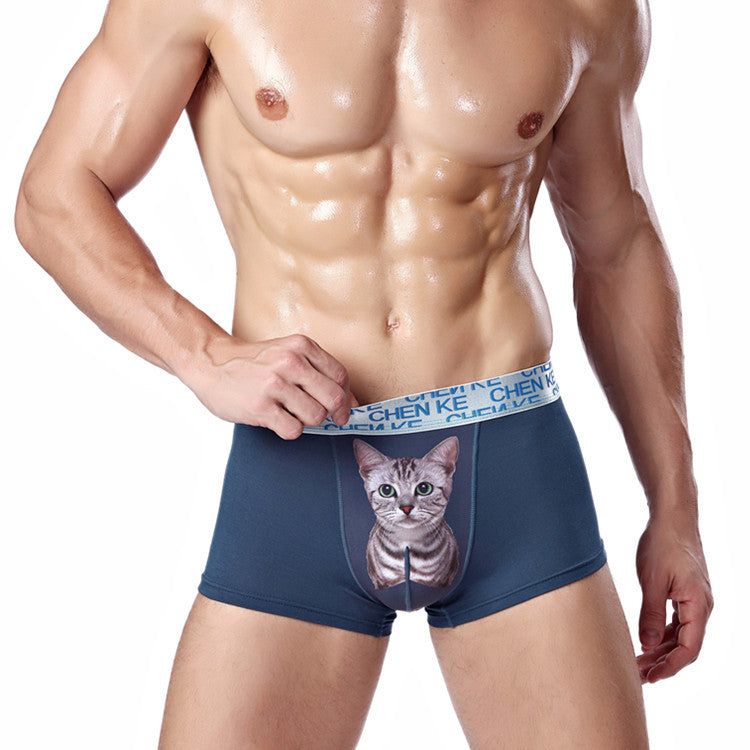 Printed feline panties for men