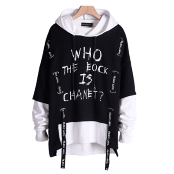 Ribbon "Who the Eock is Chanet" fake two hoodies