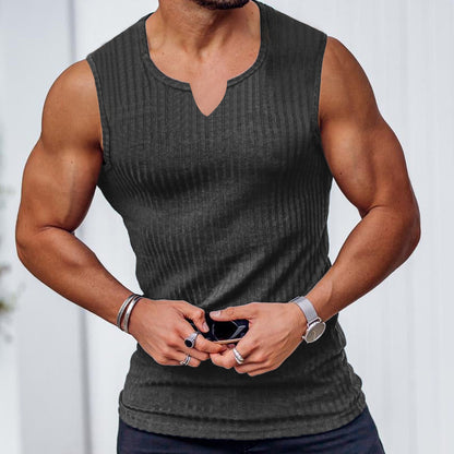 Knitted Vertical Striped Vest For Men