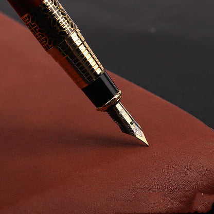 Wood grain fountain pen metal signature pen