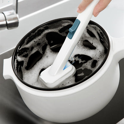 Disposable Brush Pot Dishwashing Brush Washing Pot Brush Cup Kitchen Cleaning Tools Long Handle Storage Wok Brush Kitchen Gadgets