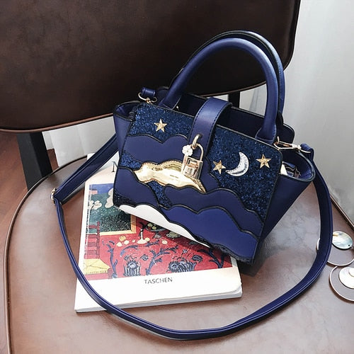 Women Leather Embroidery Handbags Girl Shoulder Bags