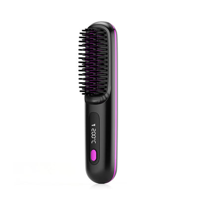 Portable Wireless Heating  2 In 1 Straight Hair Comb Straightener Brush