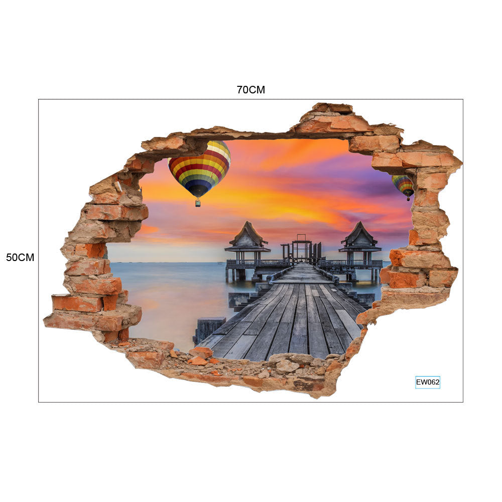 Break Through The Wall 3D Stereo Background Stickers