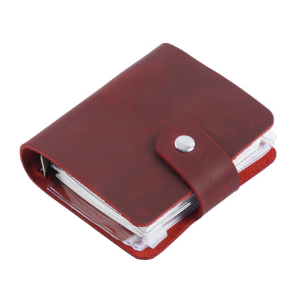 Three-ring Mini Loose-leaf Handbook Top Layer Cowhide Notepad