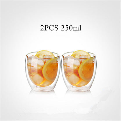 Heat resistant glass double coffee cup