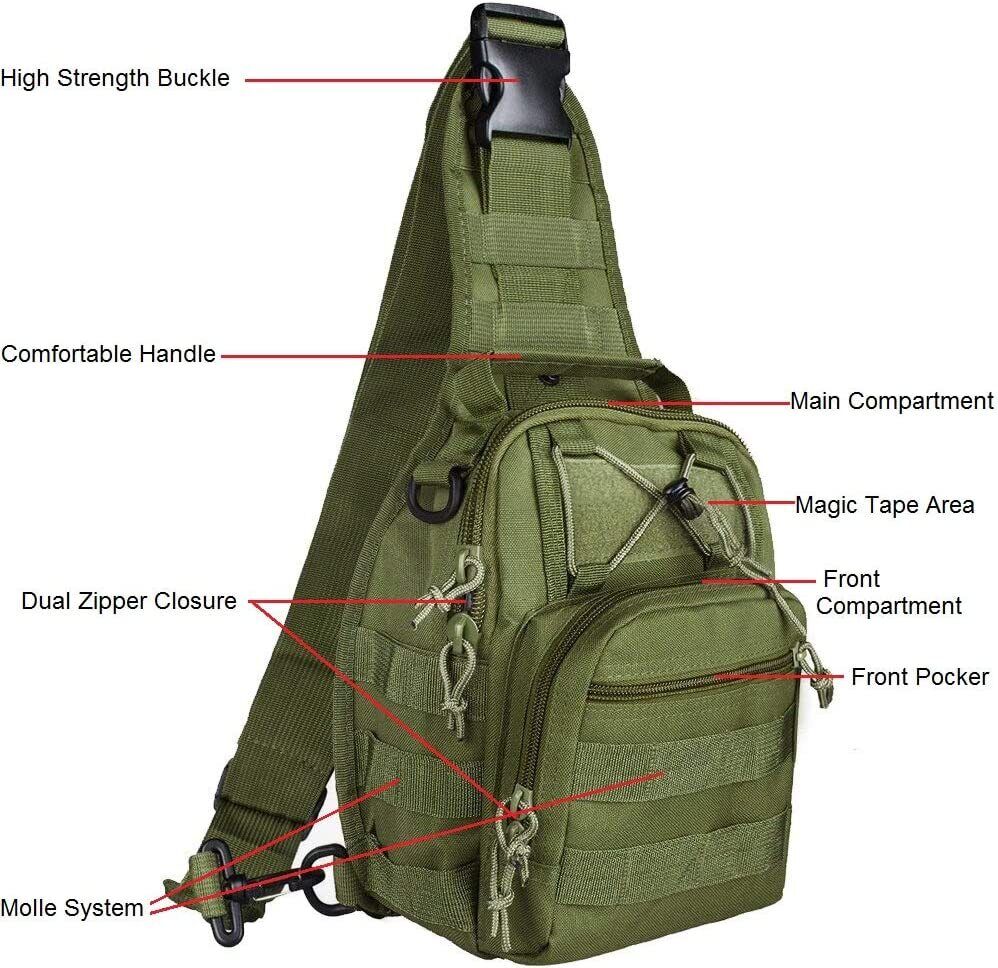 Outdoor Tactical Sling Bag Military MOLLE Crossbody Pack Chest Shoulder Backpack