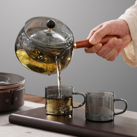 Semi-automatic Rotary Heat-resistant Glass Teapot With Infuser