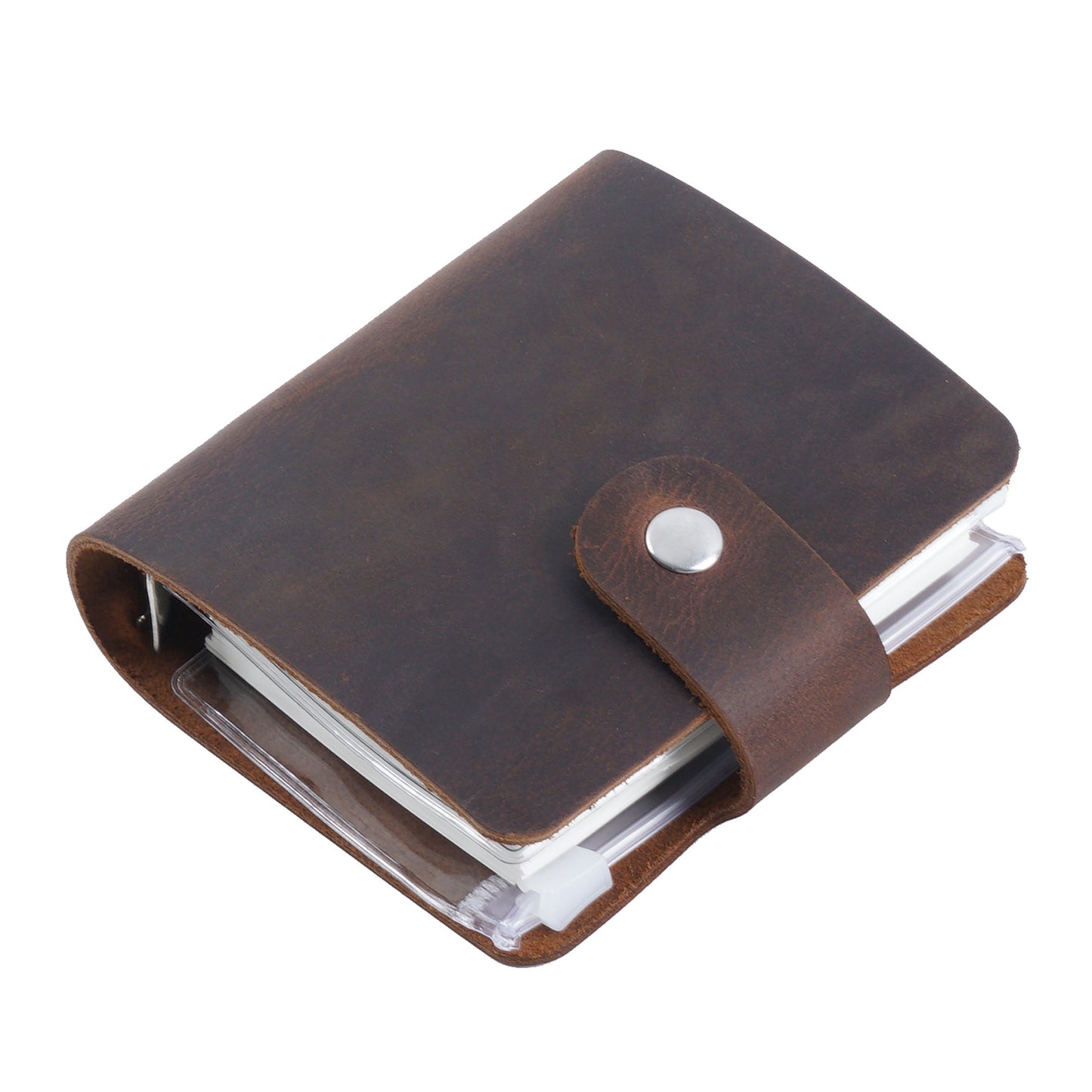 Three-ring Mini Loose-leaf Handbook Top Layer Cowhide Notepad