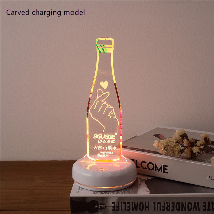 Rechargeable Luminous Acrylic Display Stand Seat Led Advertising Table Card