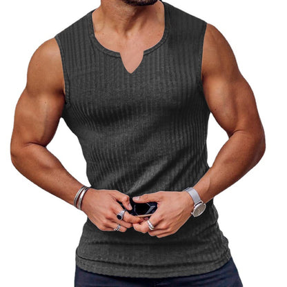 Knitted Vertical Striped Vest For Men