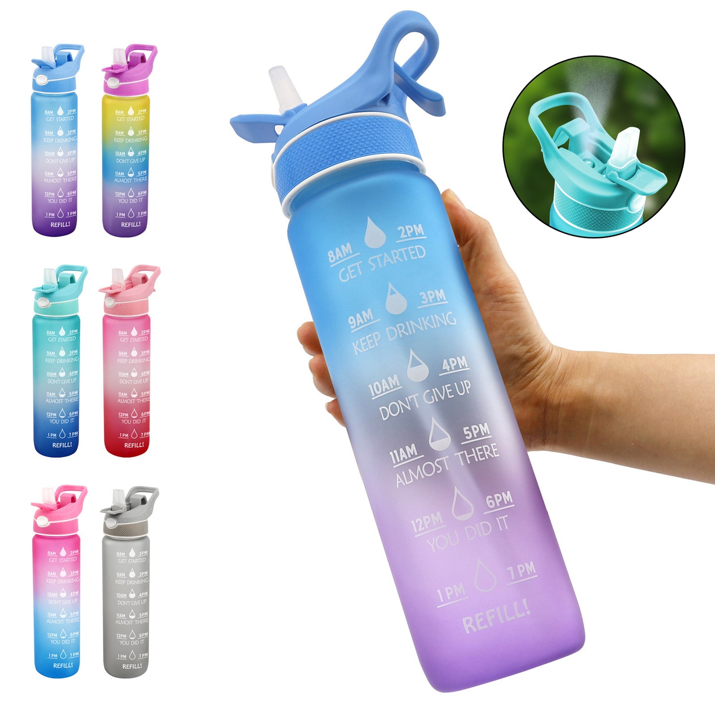 1000ML Plastic Spray Water Bottle