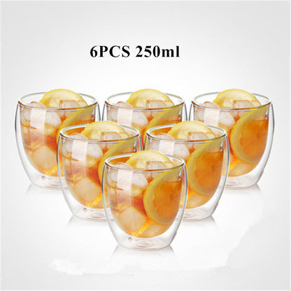 Heat resistant glass double coffee cup