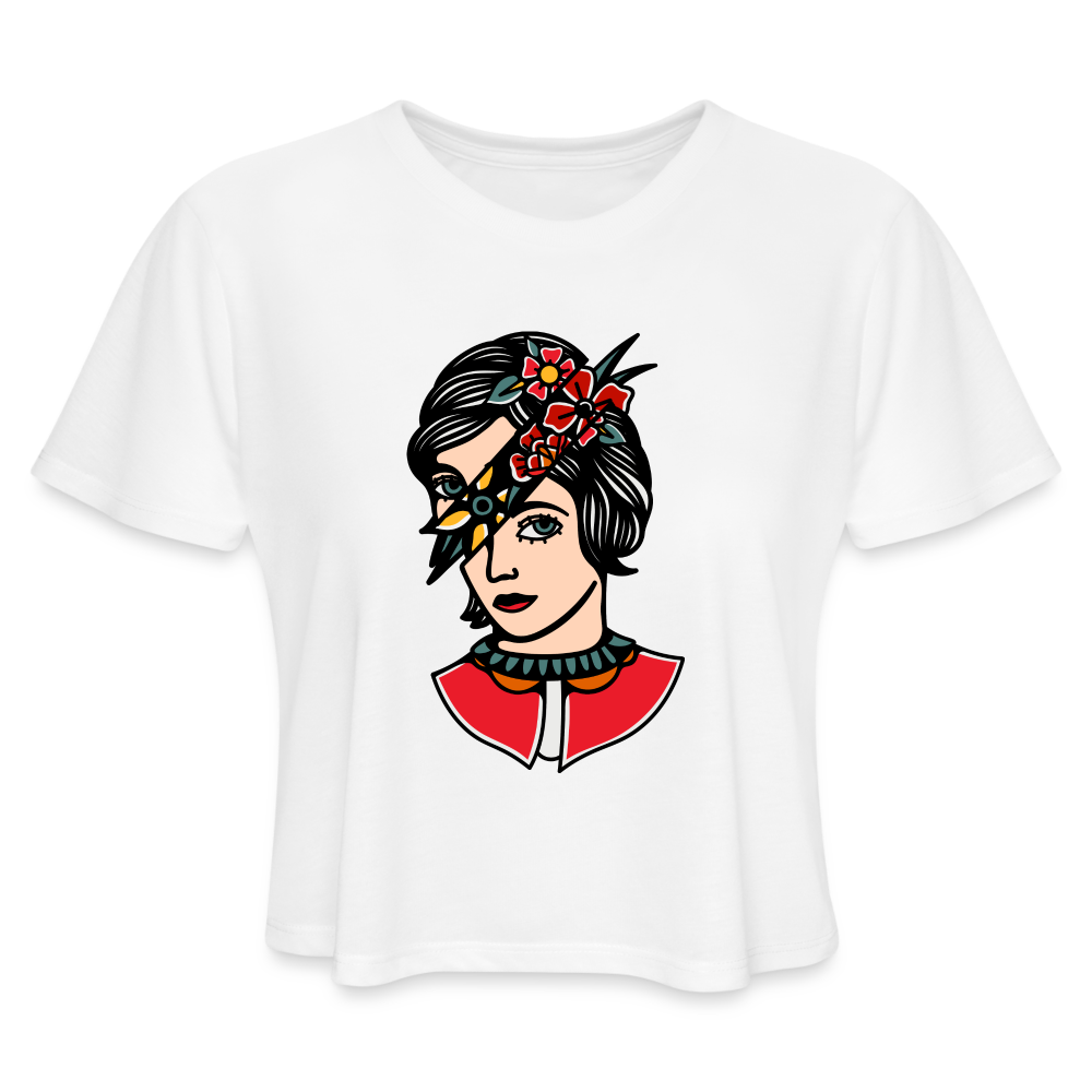 "Flower lady" Women's Cropped T-Shirt - white