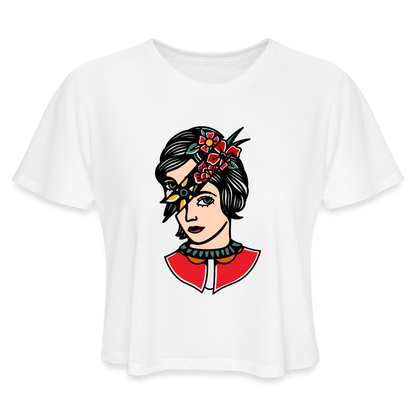 "Flower lady" Women's Cropped T-Shirt - white