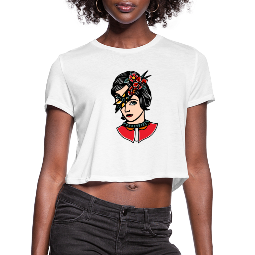 "Flower lady" Women's Cropped T-Shirt - white